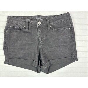 Time & Tru Size 10 Womens Shorts Denim Jean Black Mid Rise Stretch